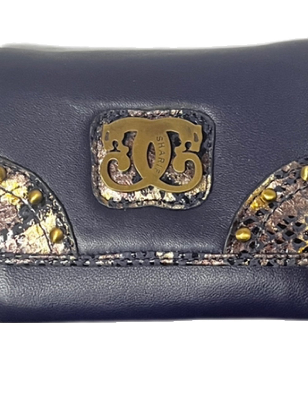 Sharif Navy Leather Tri-fold Wallet